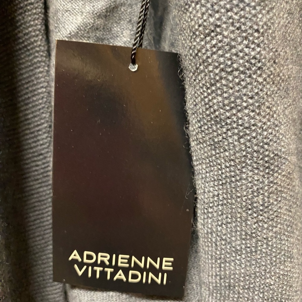 Adrienne Vittadini Charcoal Knit Cardigan NWT Size M 100% Extra Fine Merino Wool